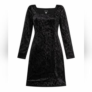 Vintage 90s Anna Sui Black Velvet Burnout Floral Dress – Size 6